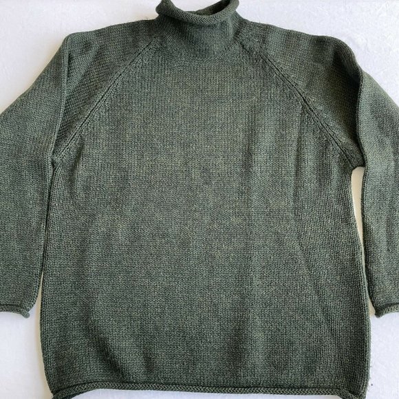 J Crew Mens Vintage Oarsman? Dark Green Wool Roll Neck Sweater Medium - Picture 4 of 5